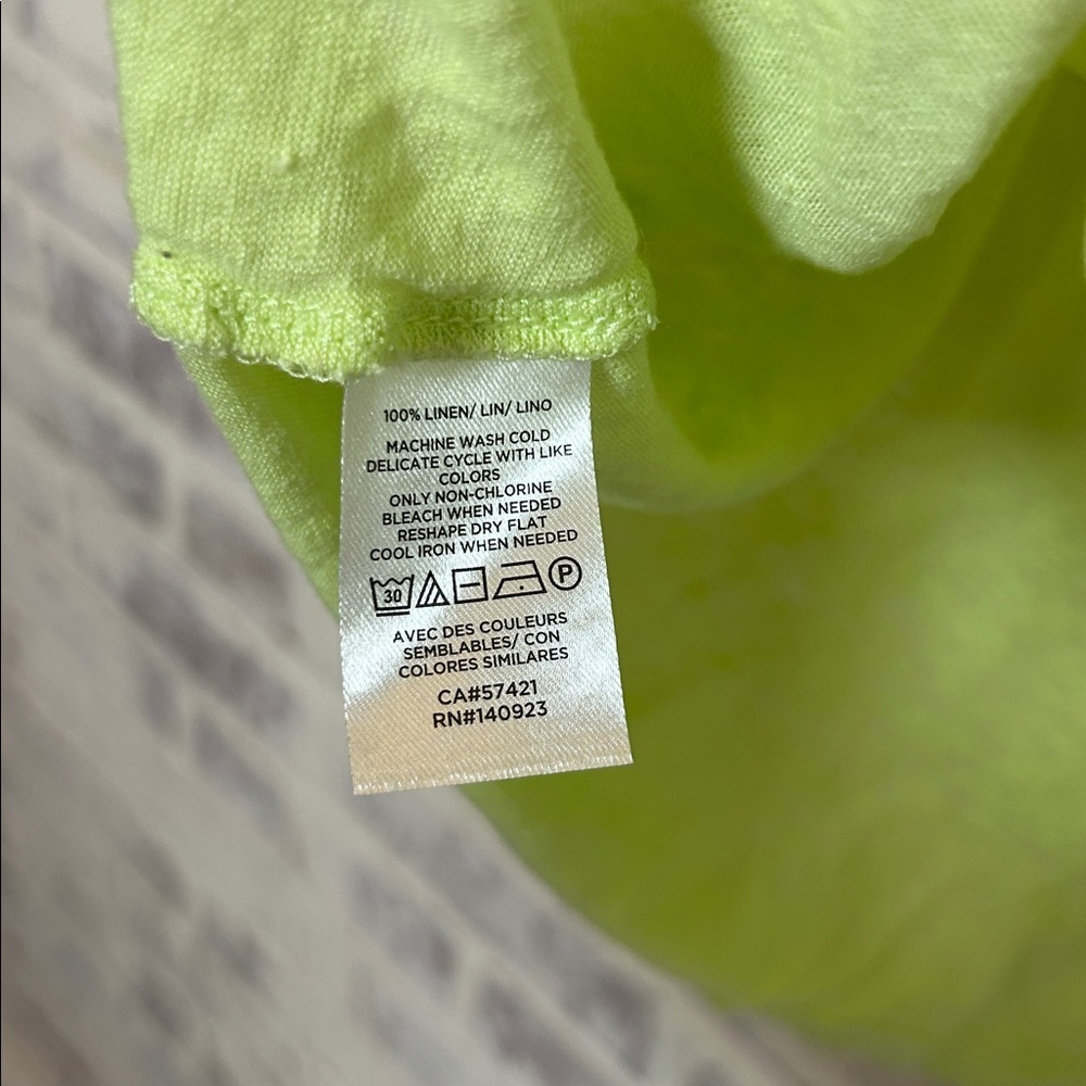 LOFT Linen Women's XL Pocket Tee Neon Green S/S Tshirt Lightweight Beach Summer - Picture 5 of 5